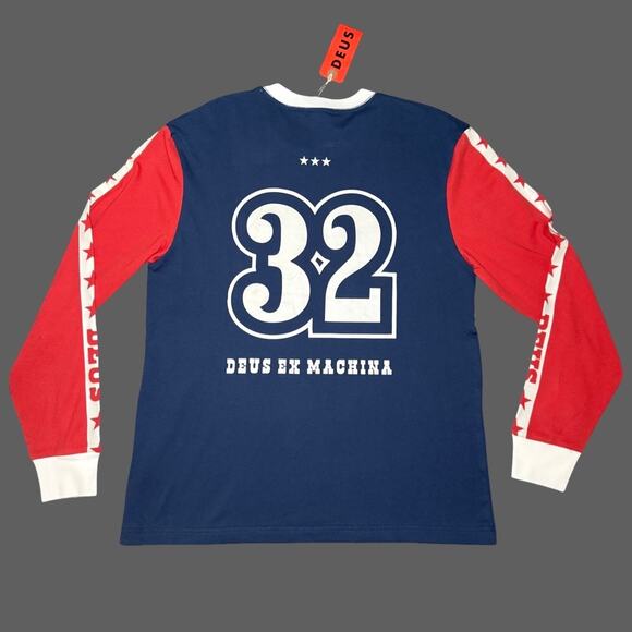 Deus Ex Machina Box Fit Round Up Long Sleeve Tee Red Blue Size M NWT - Picture 7 of 9